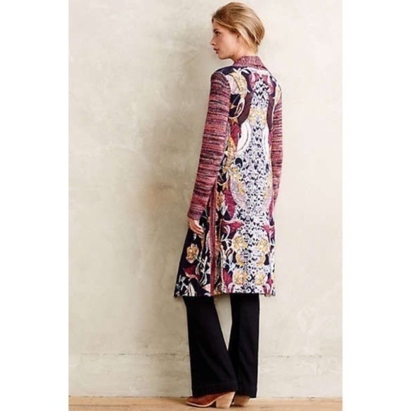 Anthropologie Sweaters - Anthropologie MOTH Old City Long Cardigan Sweater Marled Floral Knit Medium